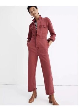 Madewell Burgundy Button up Jumpsuit XXS